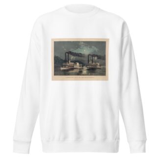 A midnight race on the Mississippi by Currier & Ives. Sweatshirt