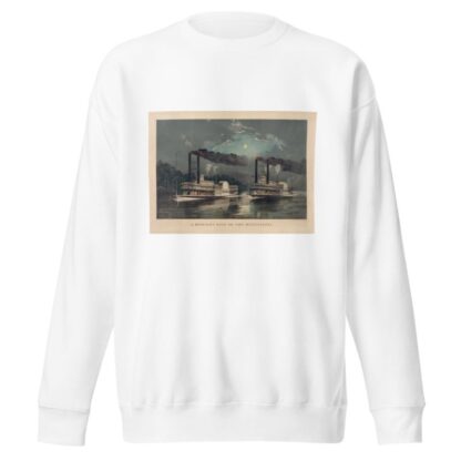 A midnight race on the Mississippi by Currier & Ives. Sweatshirt