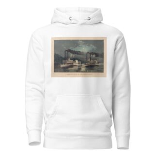 A midnight race on the Mississippi by Currier & Ives. Hoodie