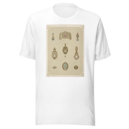 Nine Designs For Jewelry, Including Pointed Gold Bracelet With Red Stone And Diamonds. by Martin Gerlach T-Shirt