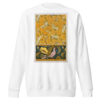 Poisson et algues, papier peint; pigeon et pavots, bordure de vitrail by Maurice Pillard Verneuil Sweatshirt