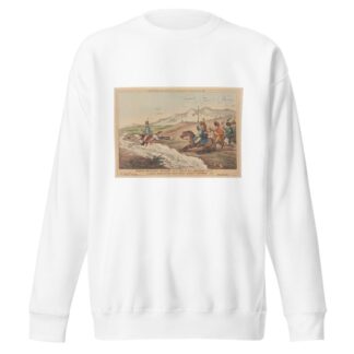 English Manners and French prudence or French dragoons brought to a check by a Belvoir leap. A scene after nature near Ciudad Rodrigo September 1811 by Thomas Rowlandson Sweatshirt