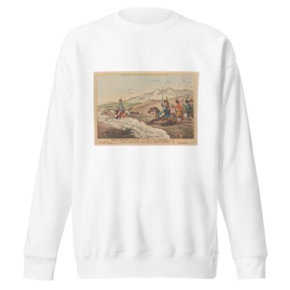English Manners and French prudence or French dragoons brought to a check by a Belvoir leap. A scene after nature near Ciudad Rodrigo September 1811 by Thomas Rowlandson Sweatshirt