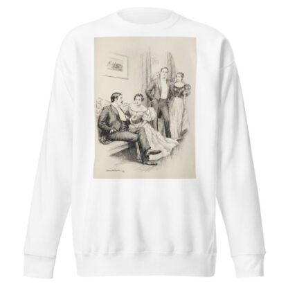 At a party, an older couple sit together while a younger couple walk passed them. by William Henry Walker Sweatshirt