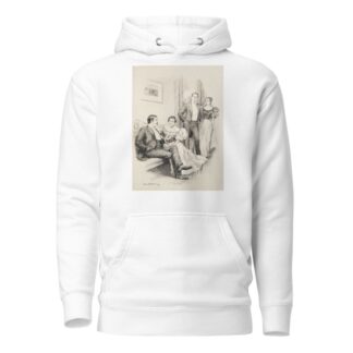 At a party, an older couple sit together while a younger couple walk passed them. by William Henry Walker Hoodie