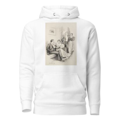 At a party, an older couple sit together while a younger couple walk passed them. by William Henry Walker Hoodie