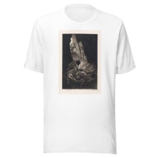 Interieur van een donkere grot met wezens die een naakte man verorberen by Marcel Roux T-Shirt