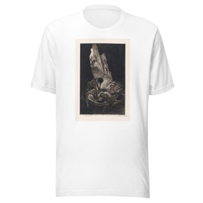 Interieur van een donkere grot met wezens die een naakte man verorberen by Marcel Roux T-Shirt