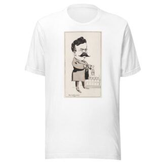 A man with a key in one hand and his fist on a capitol building. by Frank Arthur Nankivell T-Shirt