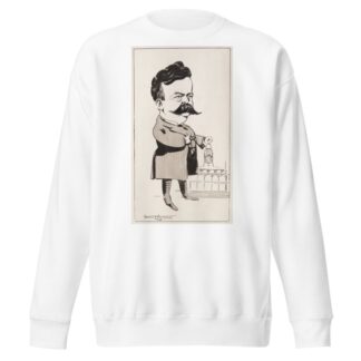 A man with a key in one hand and his fist on a capitol building. by Frank Arthur Nankivell Sweatshirt