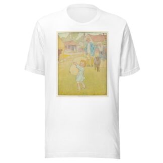Little boy carrying bag of wool. by Leonard Leslie Brooke T-Shirt