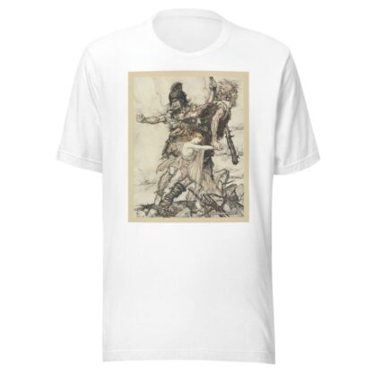 Fasolt suddenly seizes Freia and drags her to one side with Fafner by Arthur Rackham T-Shirt