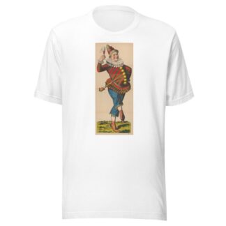 Carnival figure dressed as a jester with a glass of beer and a marotte by René Ackermann T-Shirt
