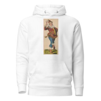 Carnival figure dressed as a jester with a glass of beer and a marotte by René Ackermann Hoodie