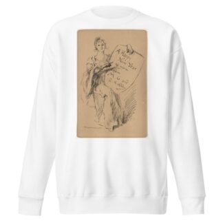 Seated Woman Holding a Shield; A Happy New Year to you from M. G. and E. A. Abbey by Edwin Austin Abbey Sweatshirt