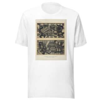 1, Le kiosque à journause ; 2, Le taxiphone, pur un abri de station de tramway sur un place publique, au Salon d’Automne de 1924. by Jacques Gruber T-Shirt