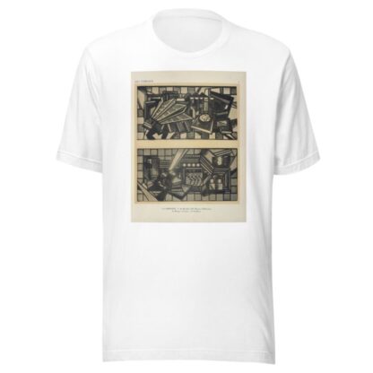 1, Le kiosque à journause ; 2, Le taxiphone, pur un abri de station de tramway sur un place publique, au Salon d’Automne de 1924. by Jacques Gruber T-Shirt