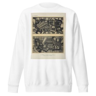 1, Le kiosque à journause ; 2, Le taxiphone, pur un abri de station de tramway sur un place publique, au Salon d’Automne de 1924. by Jacques Gruber Sweatshirt