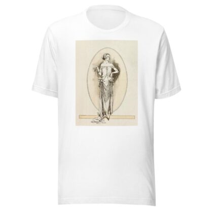 Evening gown of rose mousse-line and silver lace, caught up with yellow rosses on the hip by Anonymous T-Shirt