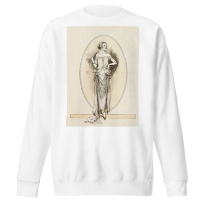Evening gown of rose mousse-line and silver lace, caught up with yellow rosses on the hip by Anonymous Sweatshirt