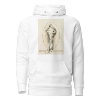 Evening gown of rose mousse-line and silver lace, caught up with yellow rosses on the hip by Anonymous Hoodie