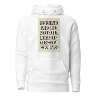 German Uncial Gothic Capitals From a Brass by Frank Chouteau Brown Hoodie