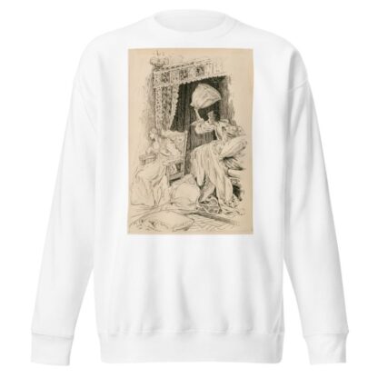 Taming of the Shrew, throwing the pillows & bedclothes about the room, so that she was forced to sit down in a chair by Louis Rhead Sweatshirt