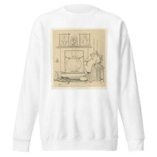 Pig sits by the fire on the wolf rug by Leonard Leslie Brooke Sweatshirt