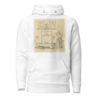 Pig sits by the fire on the wolf rug by Leonard Leslie Brooke Hoodie