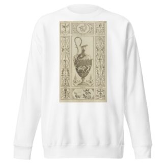 Central design of urn with scene of cherubs and lion, lion head on handle, man’s head on lid. by Michael Angelo Pergolesi Sweatshirt
