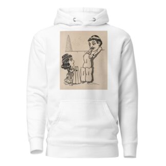 Twelve comic strip frames of Arabic woman running away with young man after argument with her father Pl.7 by Franklin Morris Howarth Hoodie