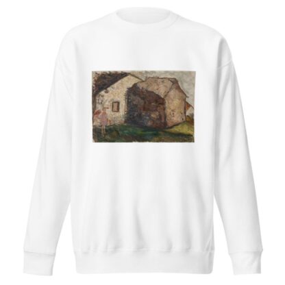 Little girl in front of a house by Tadeusz Makowski Sweatshirt