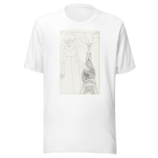 Figuur in een lange mantel met de linkerhand op een wereldbol by Samuel Jessurun de Mesquita T-Shirt