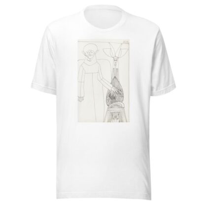 Figuur in een lange mantel met de linkerhand op een wereldbol by Samuel Jessurun de Mesquita T-Shirt