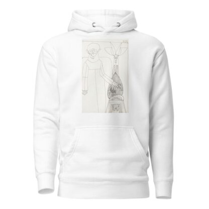 Figuur in een lange mantel met de linkerhand op een wereldbol by Samuel Jessurun de Mesquita Hoodie
