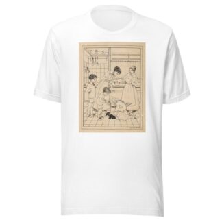 Vrouwen en kinderen met een puppy in een keuken by Nelly Spoor T-Shirt
