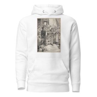 Merchant of Venice. Tarry a little, Jew, said Portia, this bond here gives you no drop of blood by Louis Rhead Hoodie