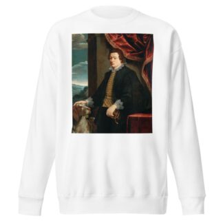 Portrait Of A Gentleman With His Dog by Genoese School Sweatshirt