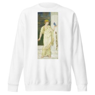 Classical maiden holding a bird by Thomas Ralph Spence Sweatshirt