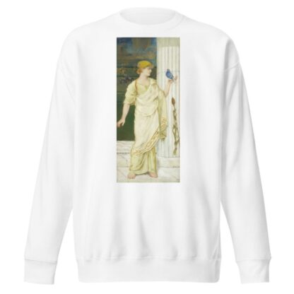 Classical maiden holding a bird by Thomas Ralph Spence Sweatshirt