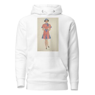 Run Little Chillun: Sue Scott. Short red dress with blue panels, and matching blue cap by B. House Hoodie