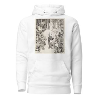 A minister preaches in the forrest to a group of animals, most of them taking notes by William Henry Walker Hoodie