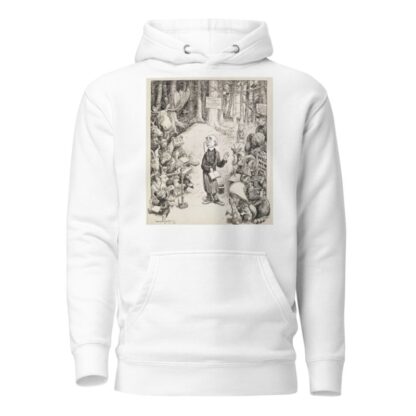 A minister preaches in the forrest to a group of animals, most of them taking notes by William Henry Walker Hoodie