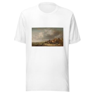 Beach with Fishermen by Simon de Vlieger T-Shirt