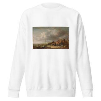 Beach with Fishermen by Simon de Vlieger Sweatshirt