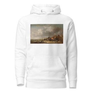 Beach with Fishermen by Simon de Vlieger Hoodie