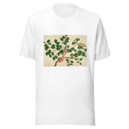 Brahminy Starling with Two Antheraea Moths, Caterpillar, and Cocoon on Indian Jujube Tree by Sheikh Zain al-Din T-Shirt