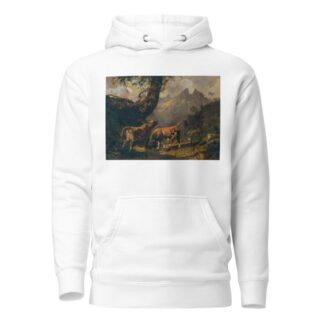 Stier, eine Kuh verfolgend, im Hintergrund Landschaft bei Carrara by Johann Nepomuk Rauch Hoodie