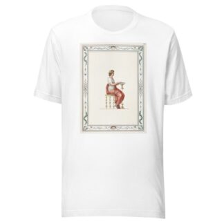 Woman in classical dress sitting at small table. by Pierre-Jean Mariette T-Shirt