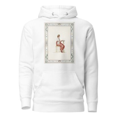 Woman in classical dress sitting at small table. by Pierre-Jean Mariette Hoodie